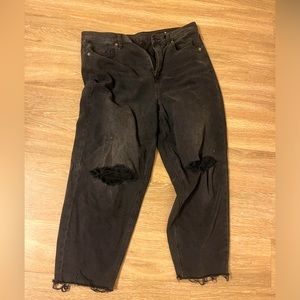 Distressed black high waisted American Eagle jeans.